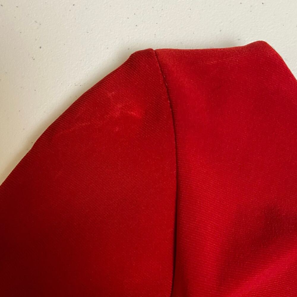 Lauren Ralph Lauren Red Boat Neck Side Ruched Sheath Dress Size 6 - Picture 9 of 9